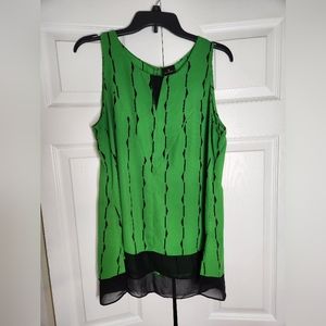 Worthington- Green/Black Top. Size Large